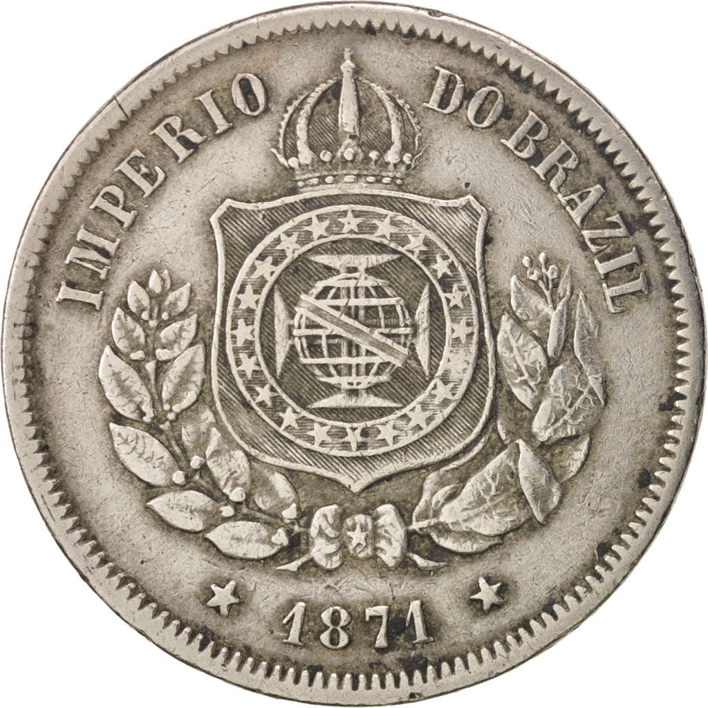 Brazil, Pedro II, 100 Reis, 1871, VF(20-25), Copper-nickel, KM:477
