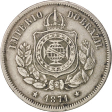 Brazil, Pedro II, 100 Reis, 1871, VF(20-25), Copper-nickel, KM:477