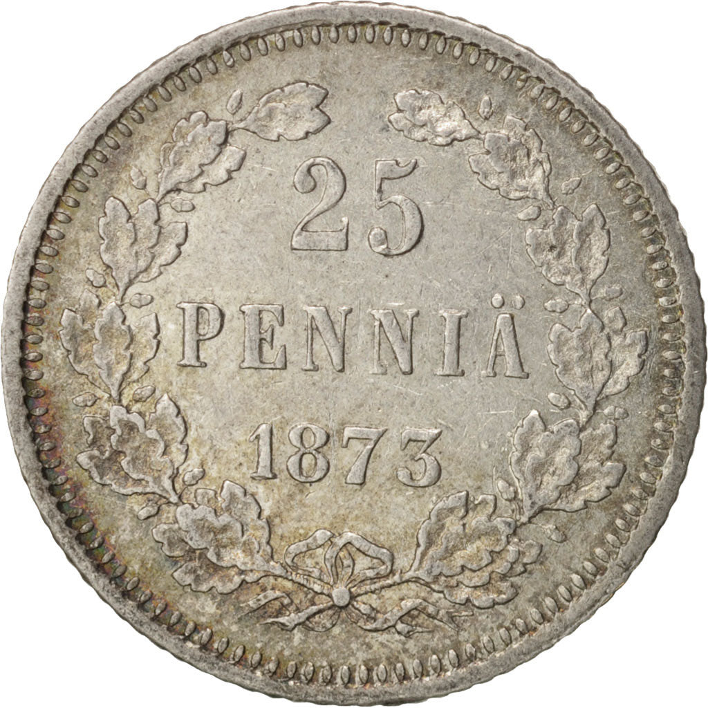 Coin, Finland, Nicholas II, 25 Penniä, 1873, AU(55-58), Silver, KM:6.2