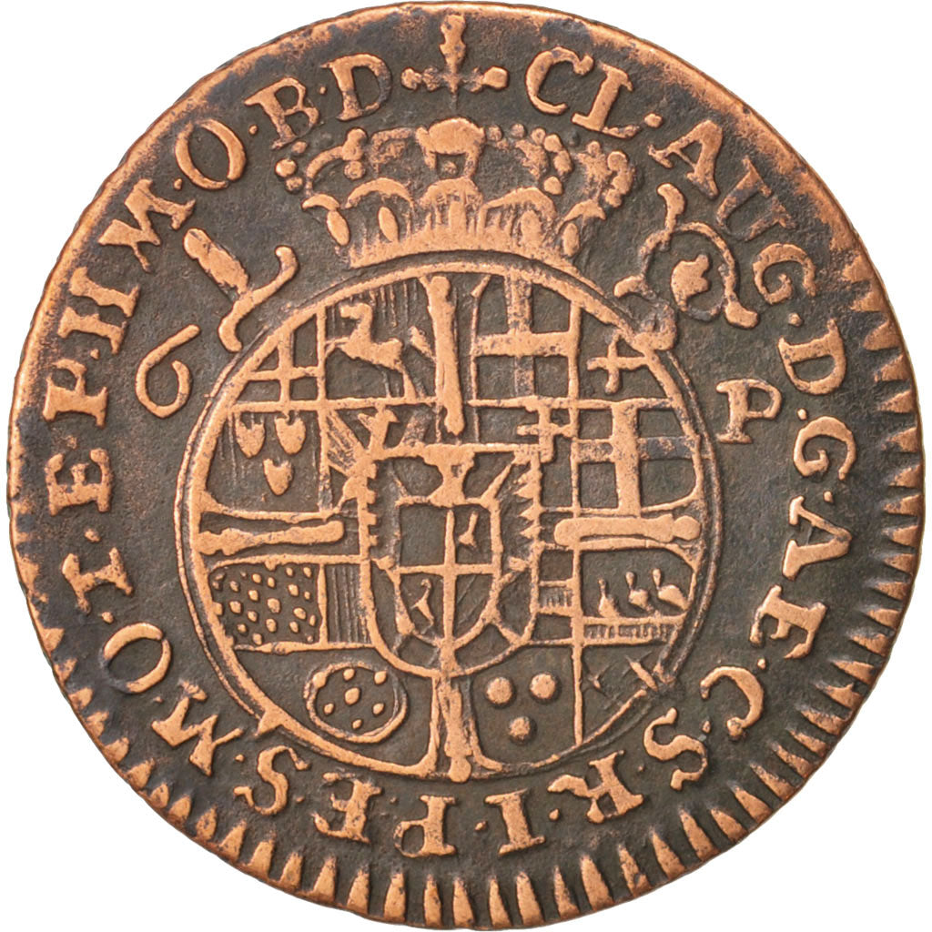 German States, PADERBORN, Clemens August, 6 Pfenning, 1745, M, EF(40-45)