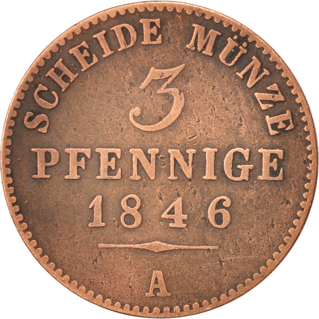 Estados alemanes, SCHWARZBURG-SONDERSHAUSEN, G, 3 Pfennig, 1846, Arnstadt, BC+
