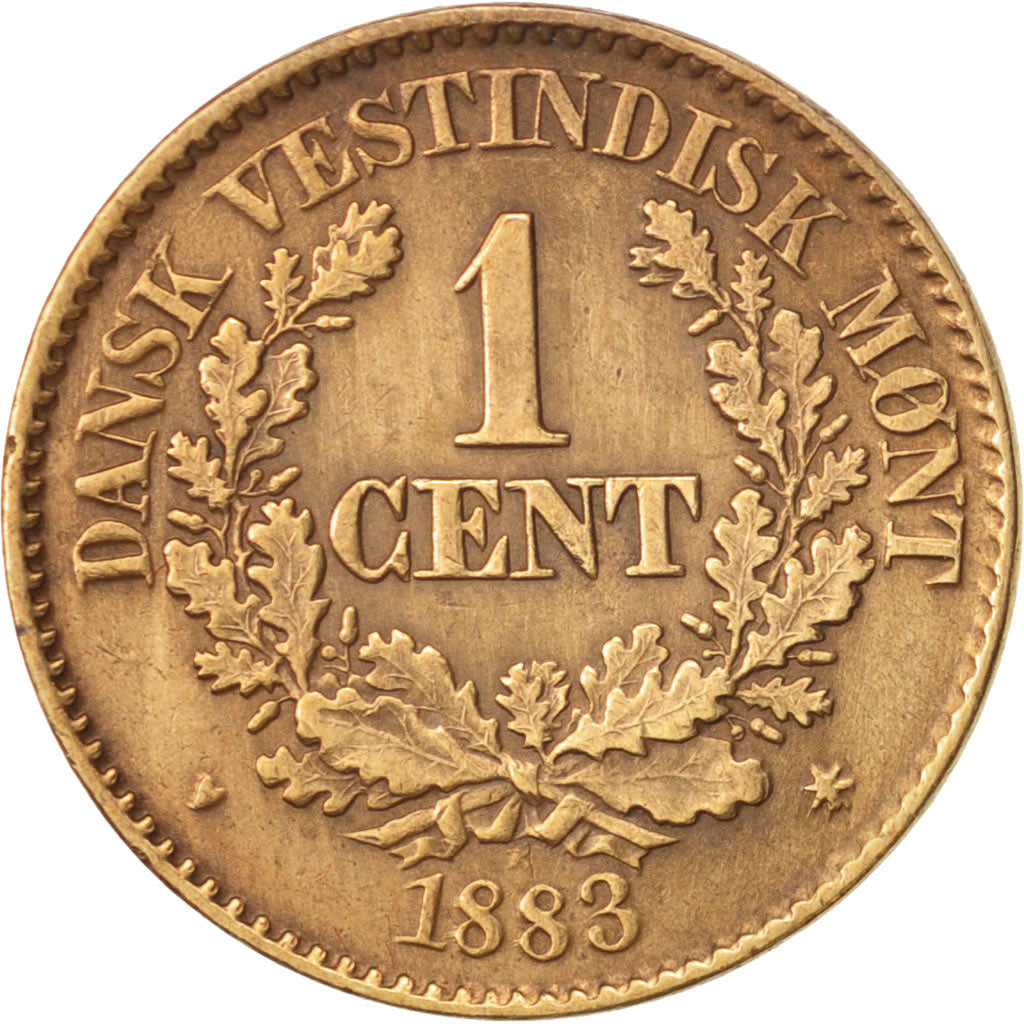 Danish West Indies, Christian IX, Cent, 1883, Copenhagen, EF(40-45), Bronze
