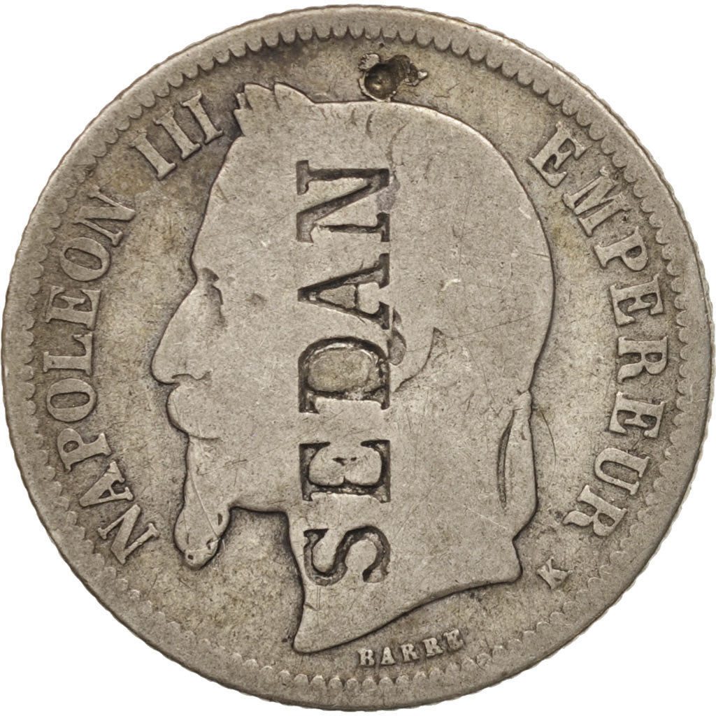 France, Napoleon III, Napoléon III, Franc, 1867, Bordeaux, F(12-15), Silver
