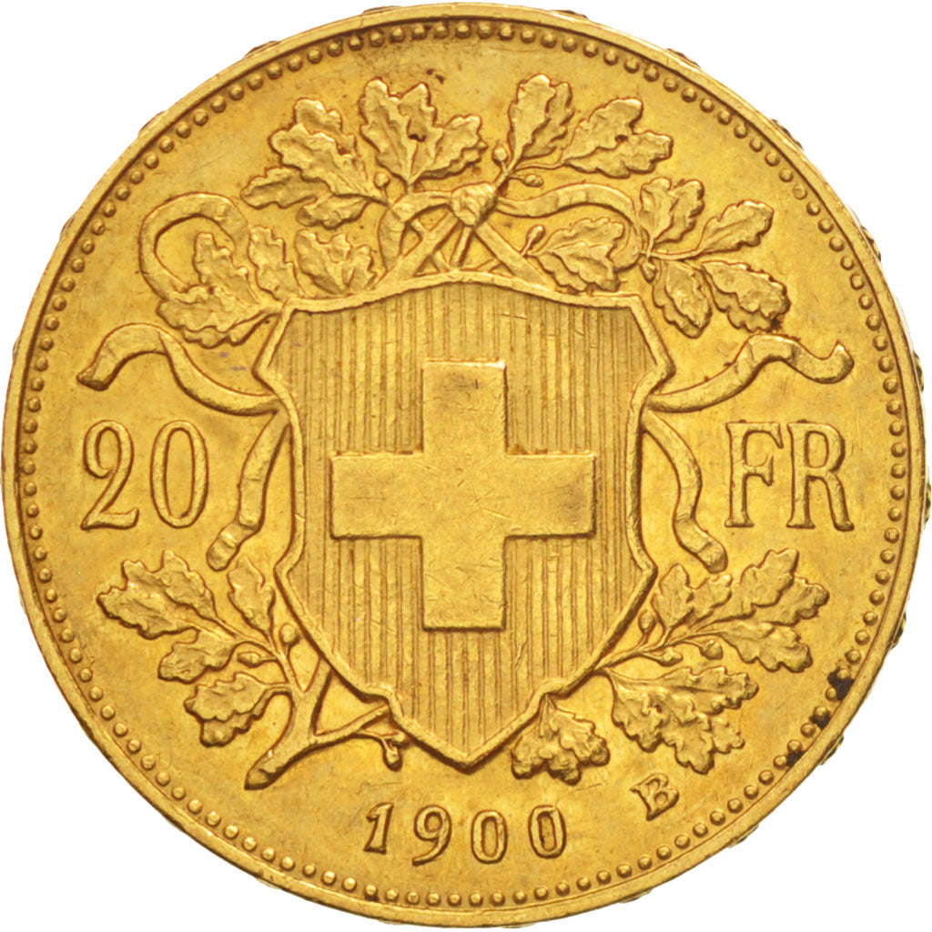 Switzerland, 20 Francs, 1900, Bern, AU(55-58), Gold, KM:35.1