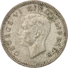 New Zealand, George VI, 3 Pence, 1944, AU(50-53), Silver, KM:7