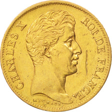 Francia, Charles X, 40 Francs, 1830, Paris, MBC+, Oro, KM:721.1, Gadoury:1105