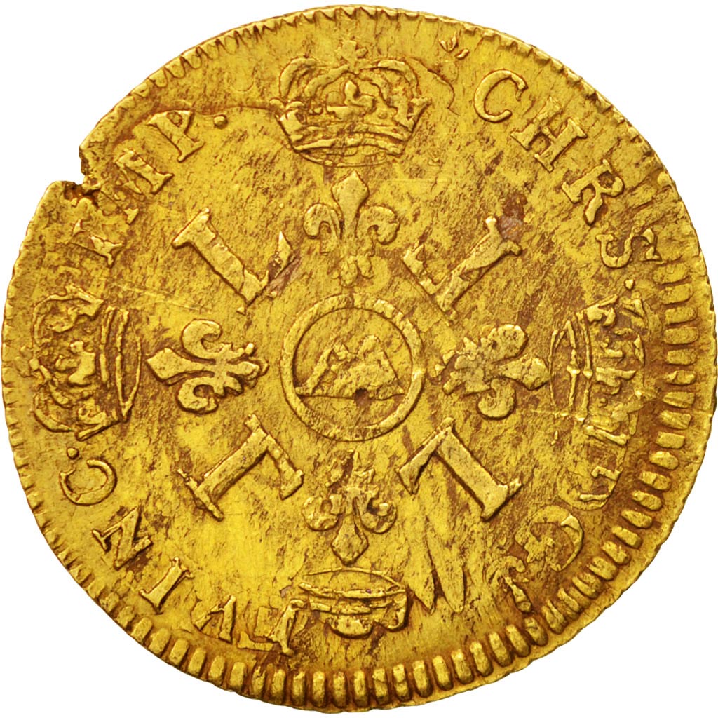 Monnaie, France, Louis XIV, Louis d'or aux 4 L, Louis d'Or, 1696, Metz, TTB, Or