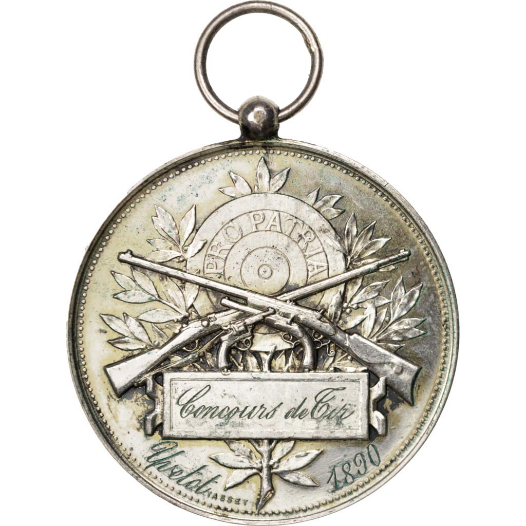 France, Medal, Concours de tir d'Yvetot, Sports & leisure, 1890, Vernon, TTB+