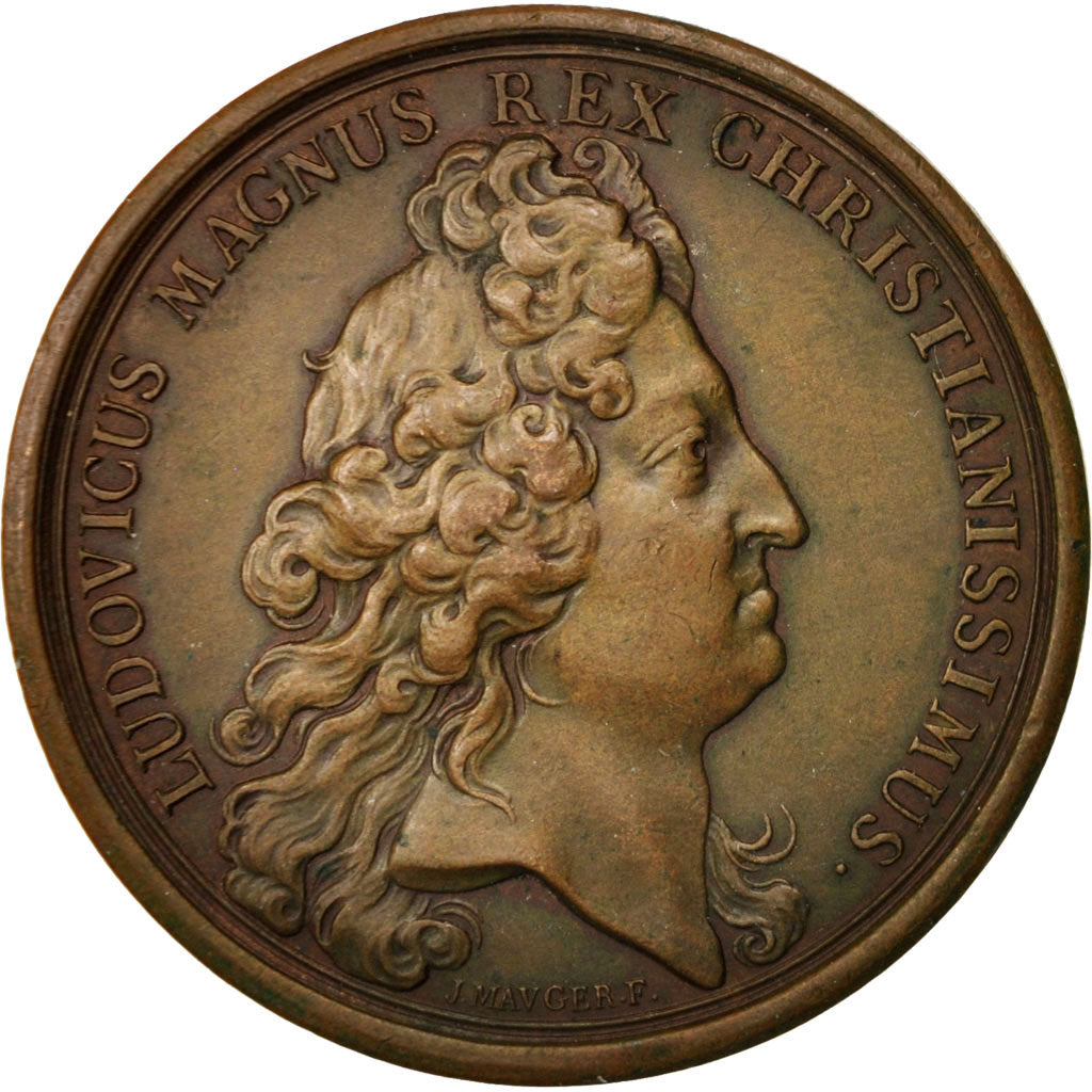 France, Medal, Combat de Leuze, History, 1691, Mauger, EF(40-45), Cuivre