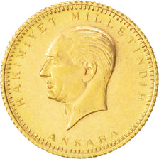Coin, Turkey, 25 Kurush, 1972, MS(63), Gold, KM:851