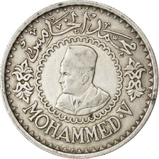 MOROCCO, 500 Francs, 1956, Paris, KM #54, AU(50-53), Silver, 38, 22.45