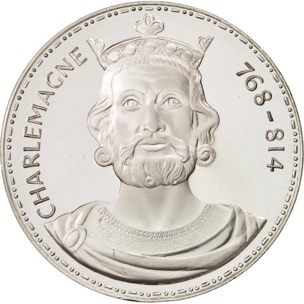 France, Medal, Les Rois de France, Charlemagne, History, MS(64), Silver