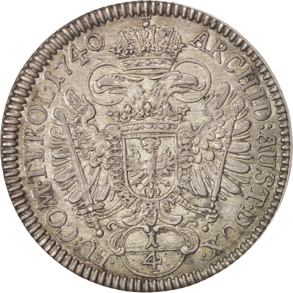 Coin, Austria, Karl (Charles) VI, 1/4 Thaler, 1740, Hall, MS(63), Silver