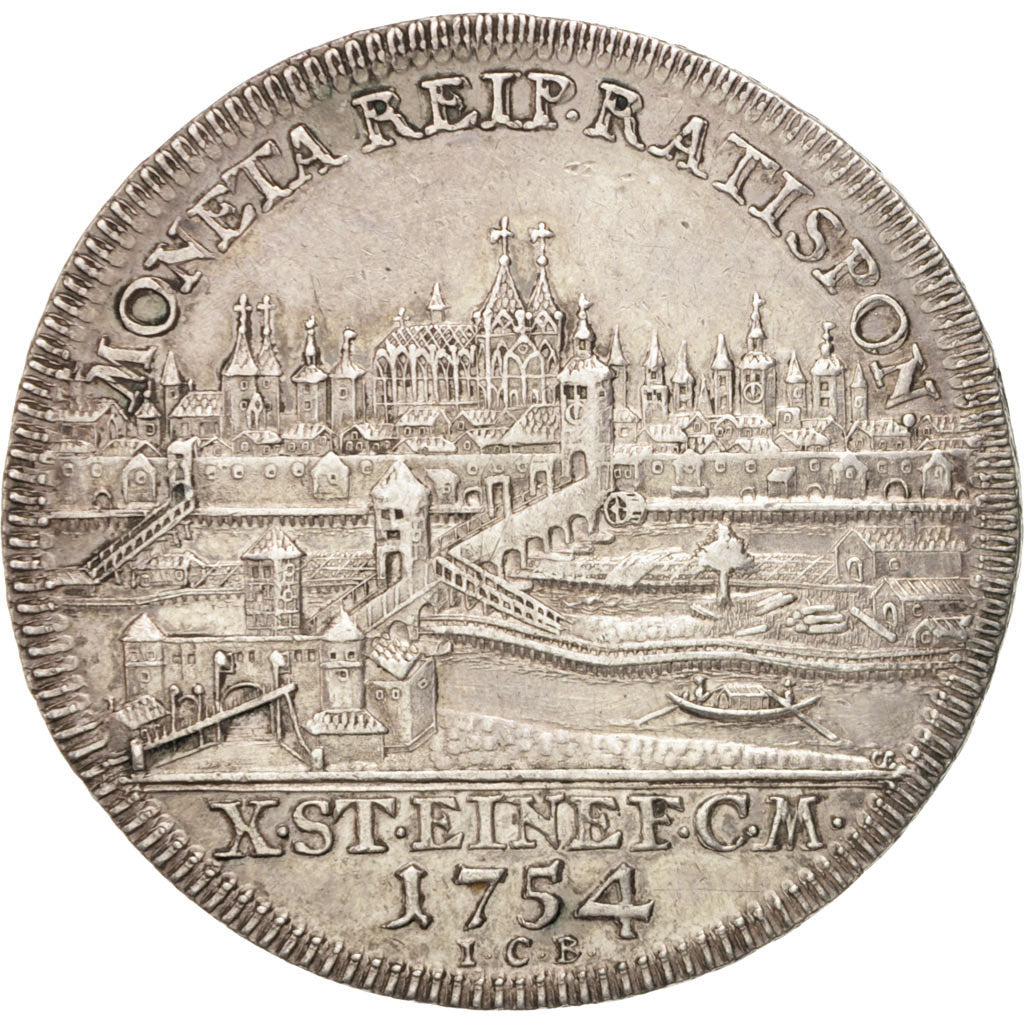 German States, REGENSBURG, Thaler, 1754, AU(50-53), Silver, KM:371