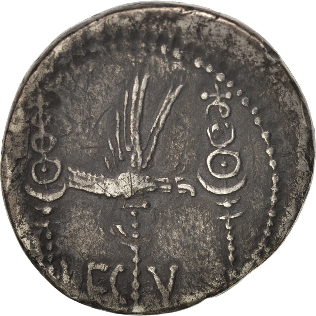 Coin, Marcus Antonius, Denarius, 32-31 BC, VF(30-35), Silver, Crawford:544