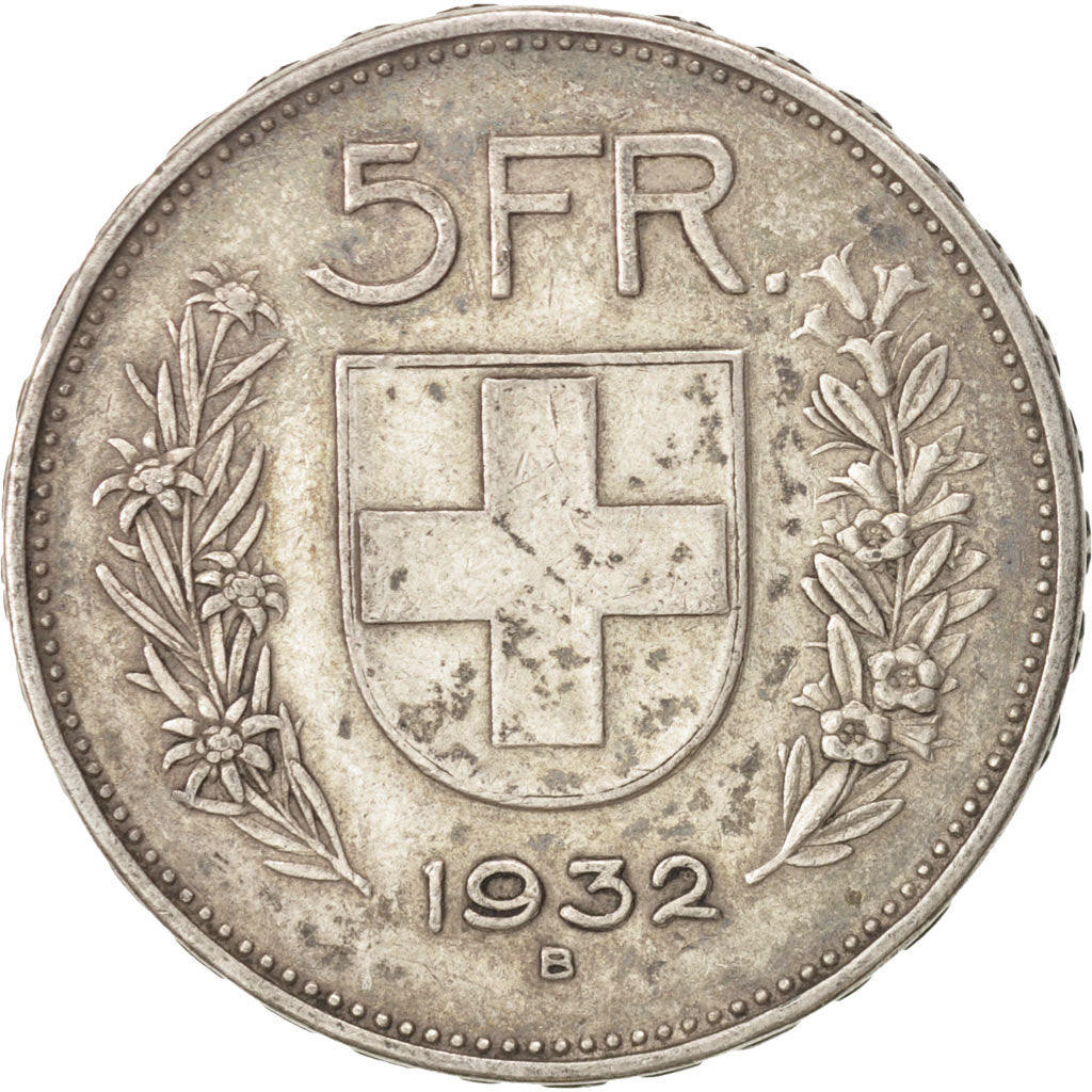 Coin, Switzerland, 5 Francs, 1932, Bern, EF(40-45), Silver, KM:40