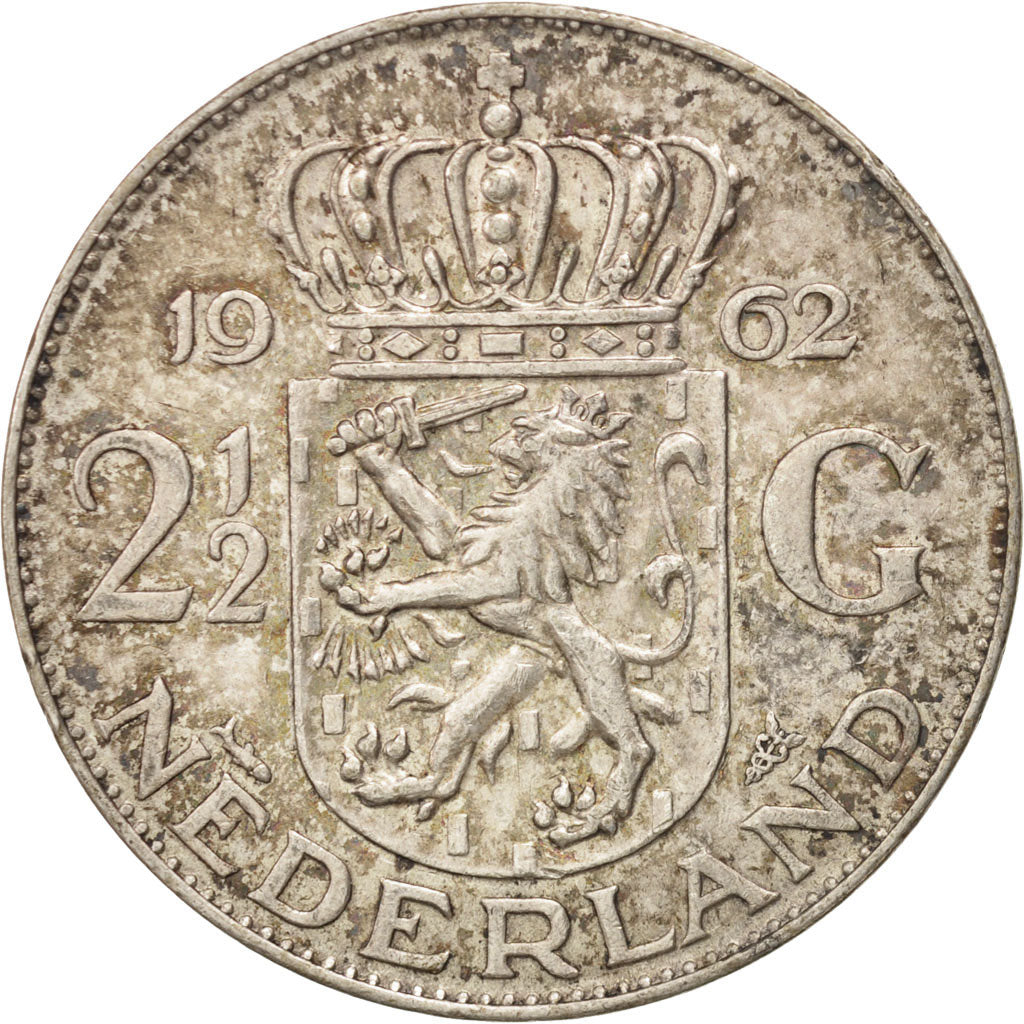 Monnaie, Pays-Bas, Juliana, 2-1/2 Gulden, 1962, TTB+, Argent, KM:185