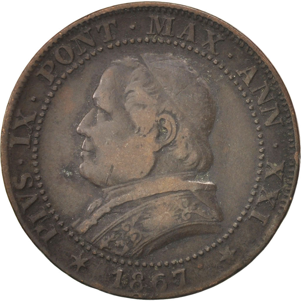 Coin, ITALIAN STATES, PAPAL STATES, Pius IX, Soldo, 5 Centesimi, 1867, Roma