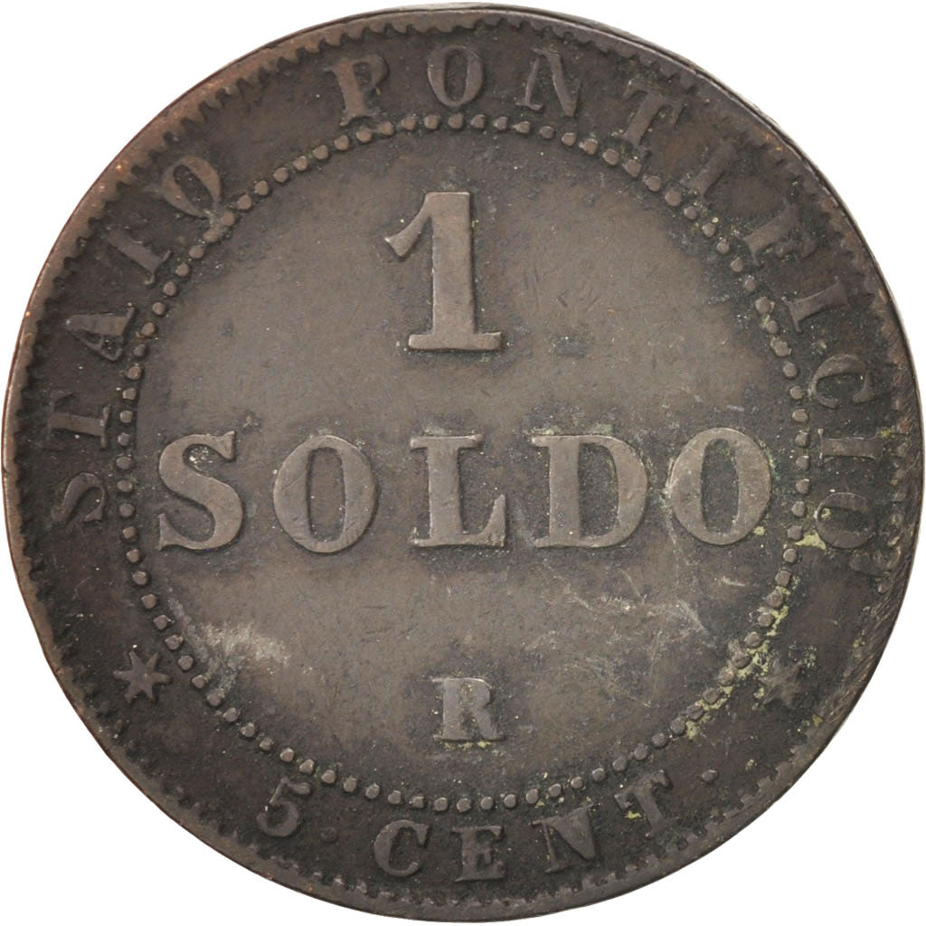 Coin, ITALIAN STATES, PAPAL STATES, Pius IX, Soldo, 5 Centesimi, 1867, Roma