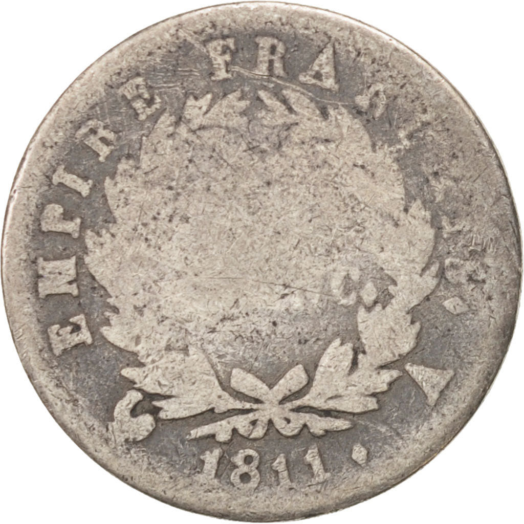 France, Napoléon I, 1/2 Franc, 1811, Paris, G(4-6), Silver, KM:691.1