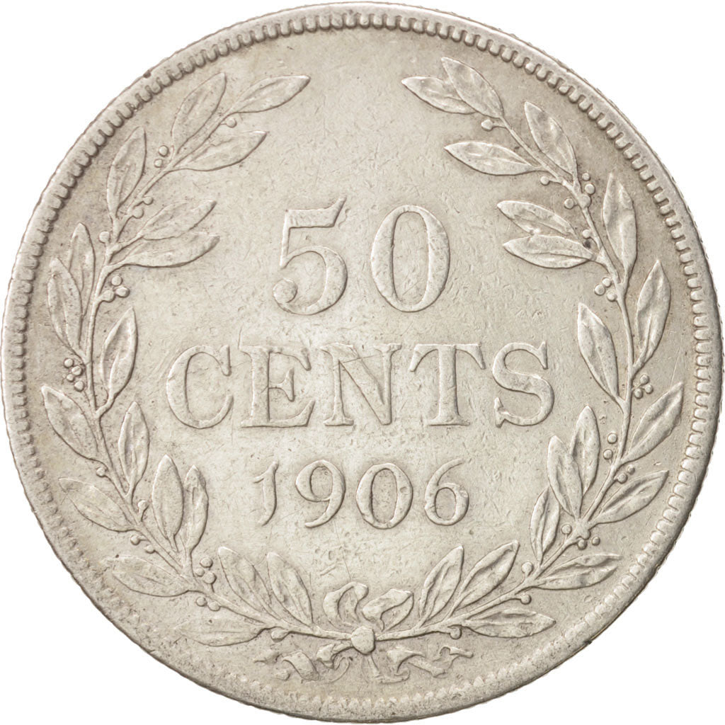 Liberia, 50 Cents, 1906, Heaton, Birmingham, England, VF(20-25), Silver, KM:9