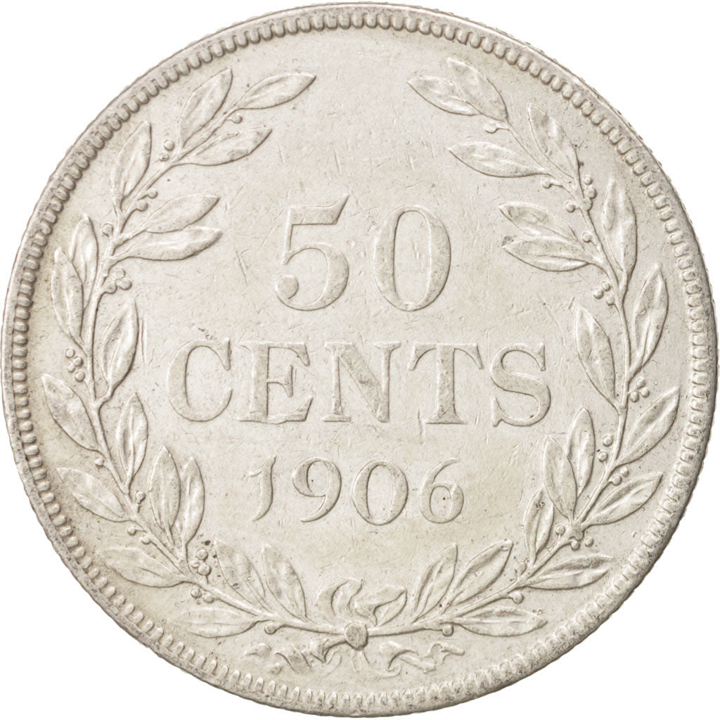 Liberia, 50 Cents, 1906, Heaton, Birmingham, England, VF(20-25), Silver, KM:9