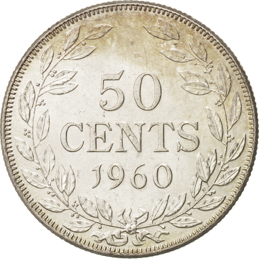 Liberia, 50 Cents, 1960, Heaton, MS(60-62), Silver, KM:17