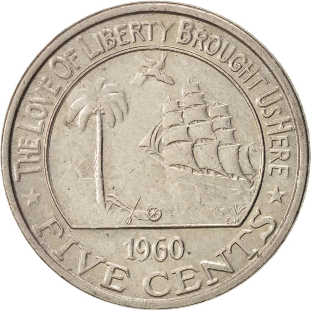 Liberia, 5 Cents, 1960, Heaton, MS(60-62), Copper-nickel, KM:14