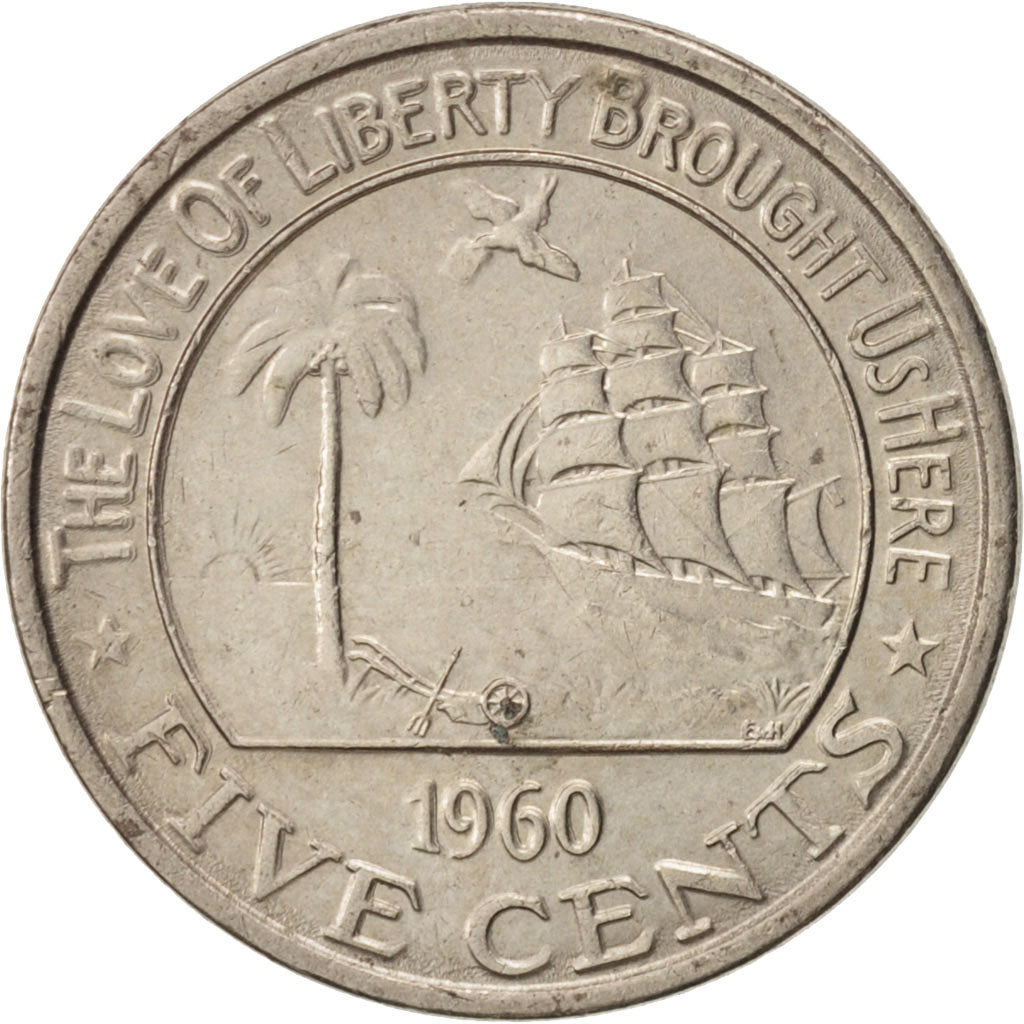 Coin, Liberia, 5 Cents, 1960, Heaton, MS(63), Copper-nickel, KM:14