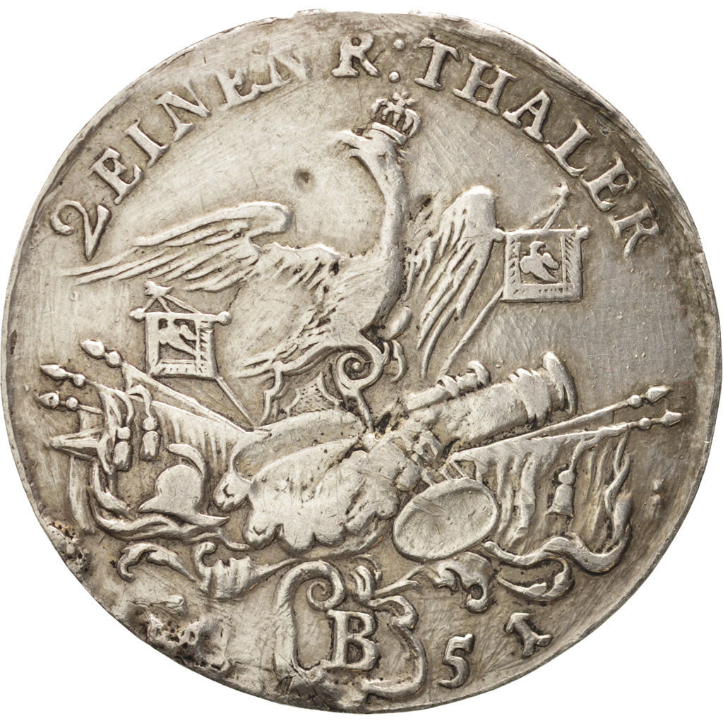 Monnaie, Etats allemands, PRUSSIA, Friedrich II, 1/2 Thaler, 1751, Breslau, TB+