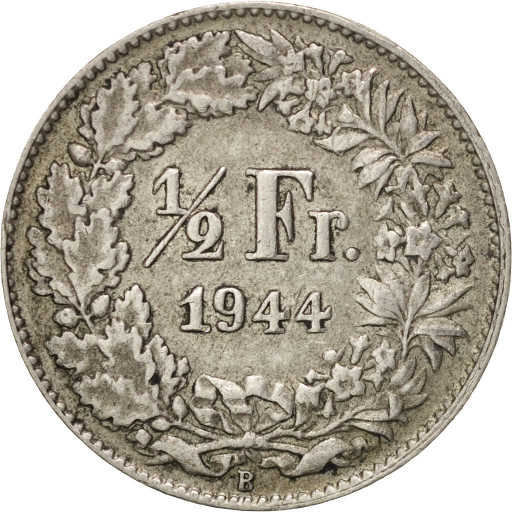 Coin, Switzerland, 1/2 Franc, 1944, Bern, EF(40-45), Silver, KM:23