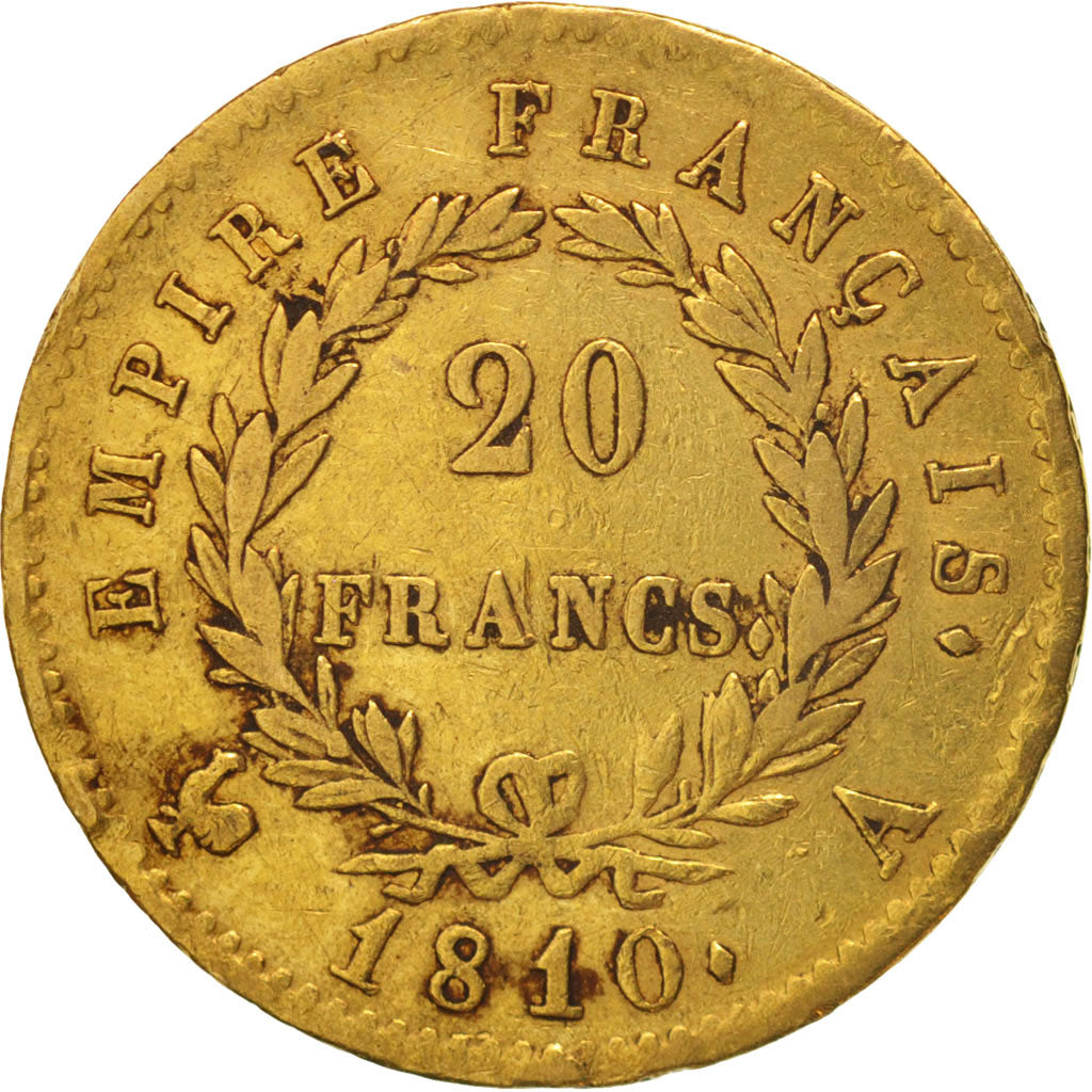 Coin, France, Napoléon I, 20 Francs, 1810, Paris, VF(30-35), Gold, KM:695.1