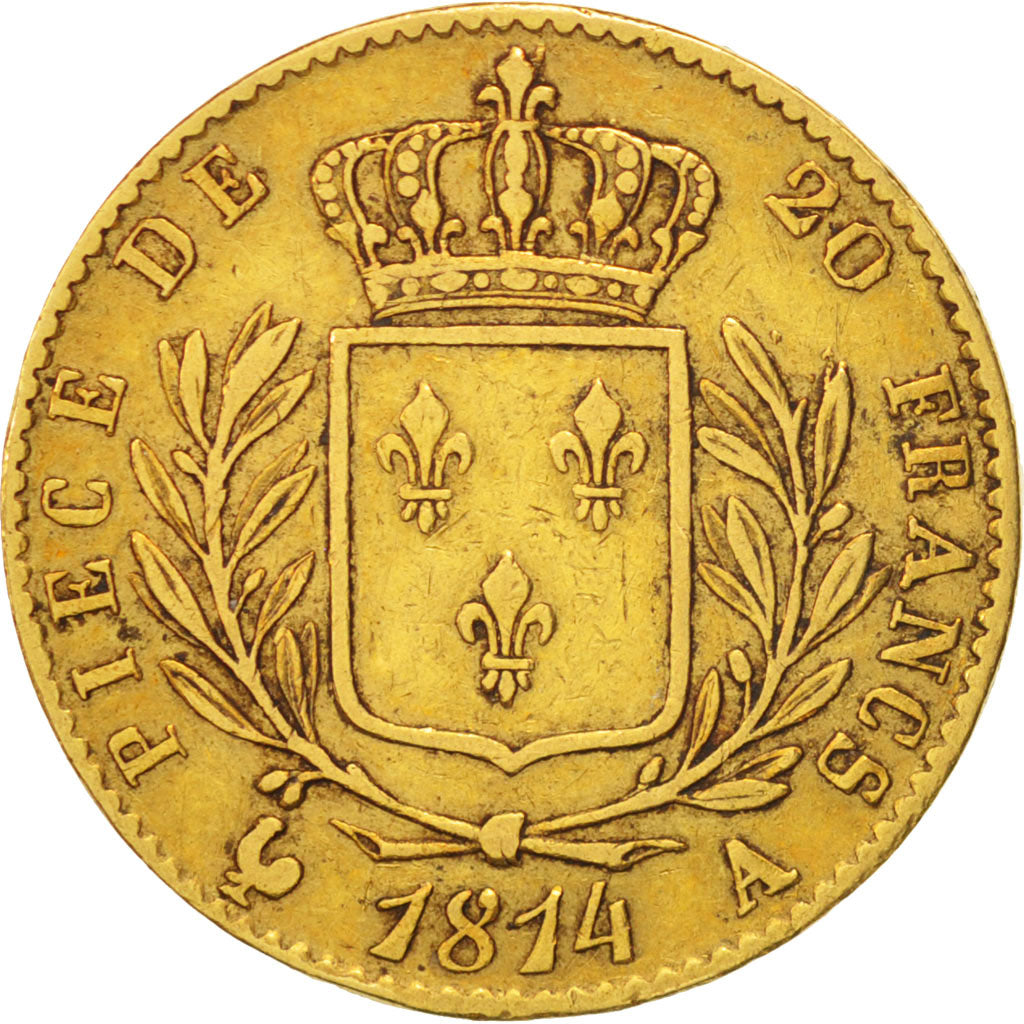 Frankreich, Louis XVIII, Louis XVIII, 20 Francs, 1814, Paris, S+, Gold