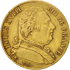 France, Louis XVIII, Louis XVIII, 20 Francs, 1814, Paris, TTB, Or, KM:706.1