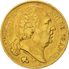 Moneda, Francia, Louis XVIII, Louis XVIII, 20 Francs, 1817, Paris, BC+, Oro