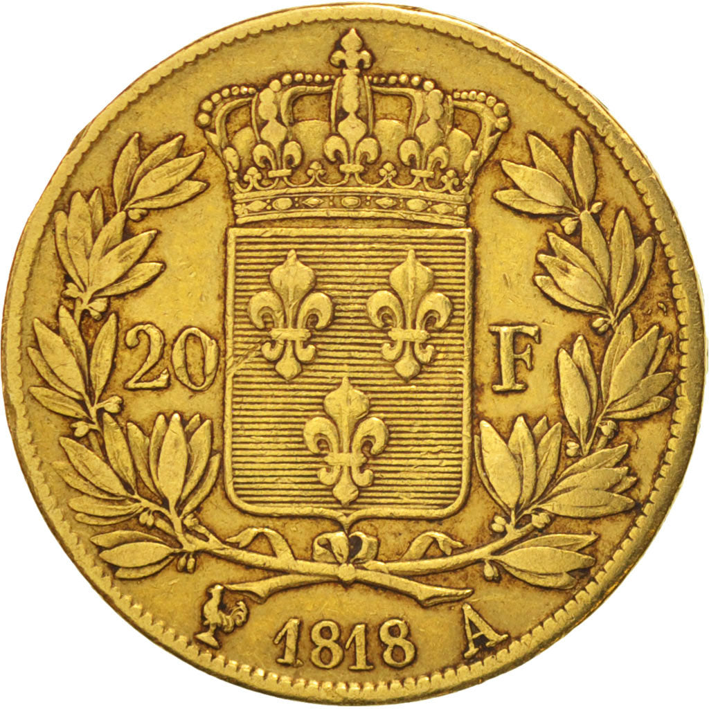 Coin, France, Louis XVIII, Louis XVIII, 20 Francs, 1818, Paris, VF(30-35), Gold