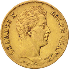 France, Charles X, 40 Francs, 1830, Paris, VF(20-25), Gold, KM:721.1