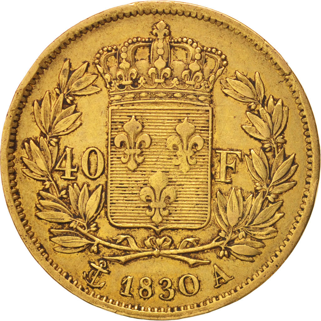 France, Charles X, 40 Francs, 1830, Paris, VF(20-25), Gold, KM:721.1