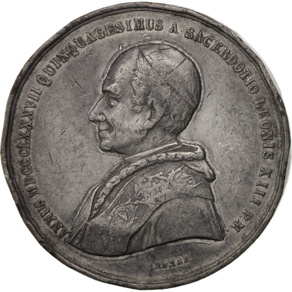 Vatican, Medal, Leo XIII, Religions & beliefs, 1887, TB+, Tin