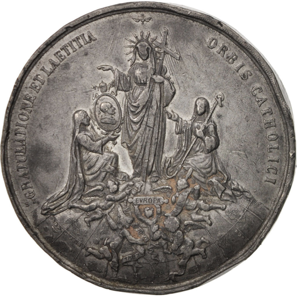 Vatican, Medal, Leo XIII, Religions & beliefs, 1887, TB+, Tin