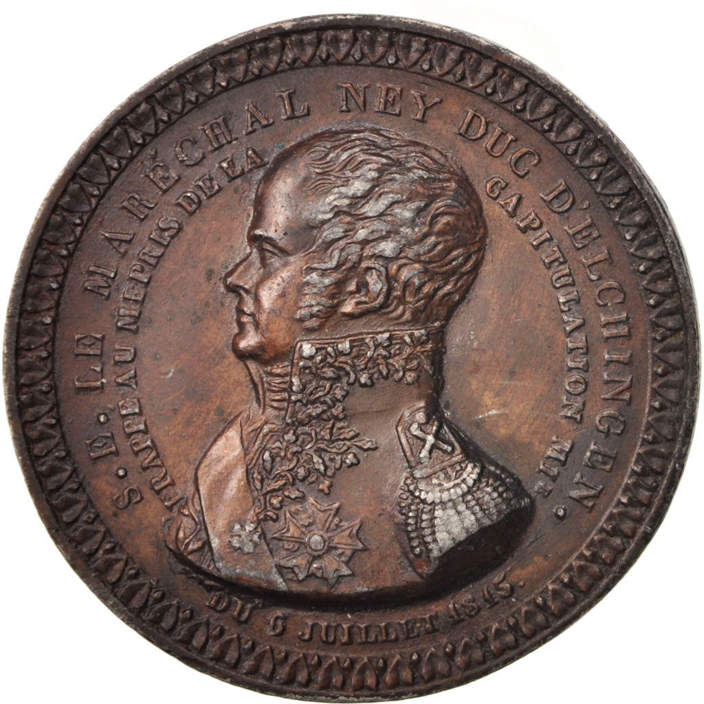France, Medal, Maréchal Ney, Duc d'Elchingen, History, 1815, Lienard