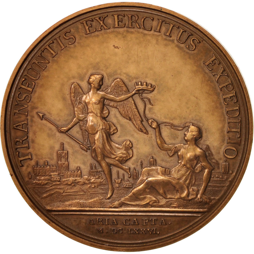 France, Medal, La prise d'Aire, Louis XIV, History, 1676, Mauger, AU(55-58)
