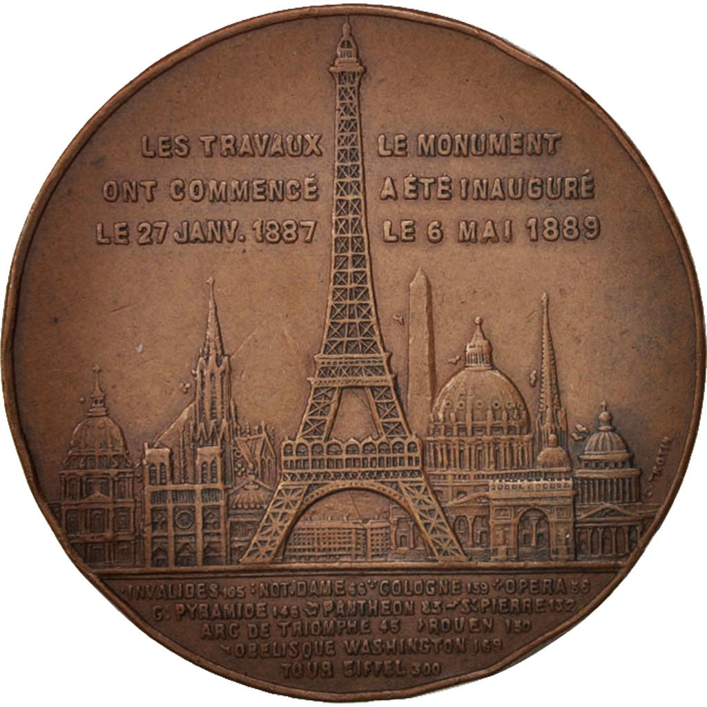 Frankreich, Medal, La Tour Eiffel, Politics, Society, War, 1889, SS+, Bronze