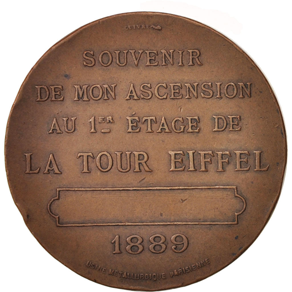 Frankreich, Medal, La Tour Eiffel, Politics, Society, War, 1889, SS+, Bronze