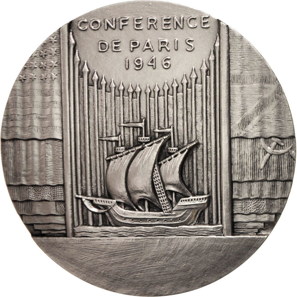 Frankreich, Medal, COnférence de Paris de 1946, History, STGL, Silvered bronze