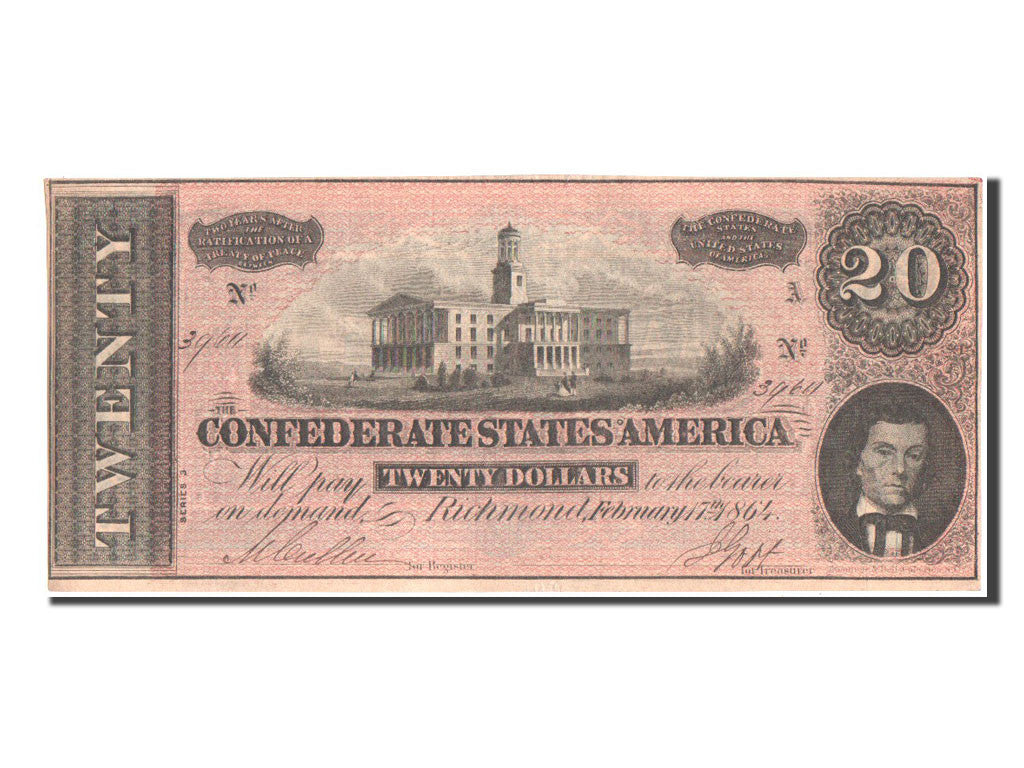 Stati Confederati d'America, 20 Dollars, 1864, 1864-02-17, SPL