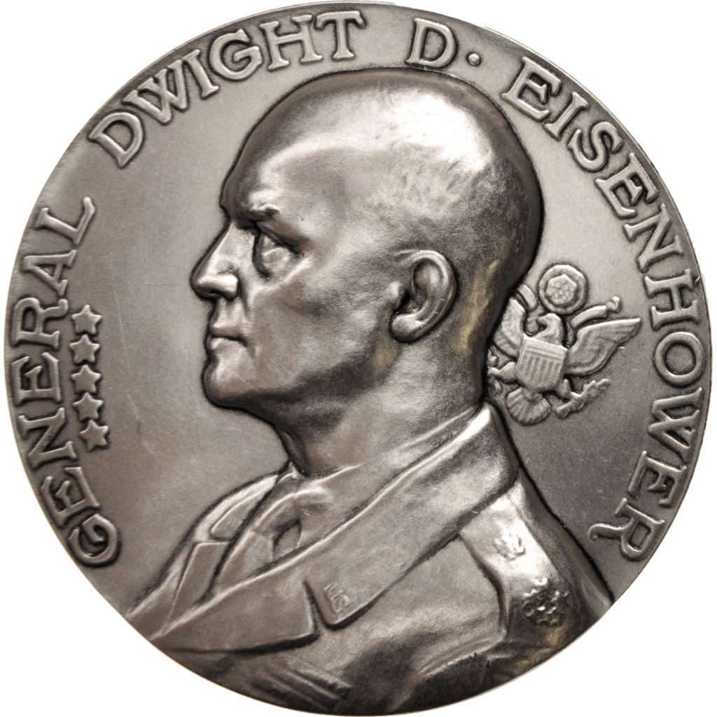 France, Medal, General Dwight D. Eisenhower, History, MS(65-70), Silvered bronze
