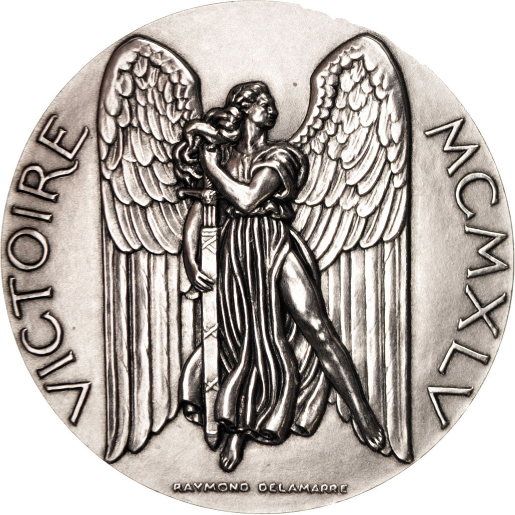 France, Medal, Victoire de 1945, History, Delamarre, FDC, Silvered bronze
