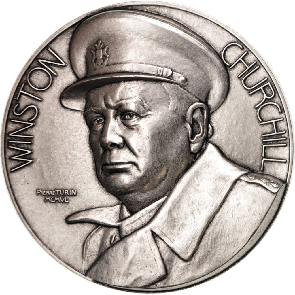 France, Medal, Winston Churchill, History, Turin, MS(65-70), Silvered bronze