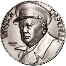 France, Medal, Winston Churchill, History, Turin, MS(65-70), Silvered bronze